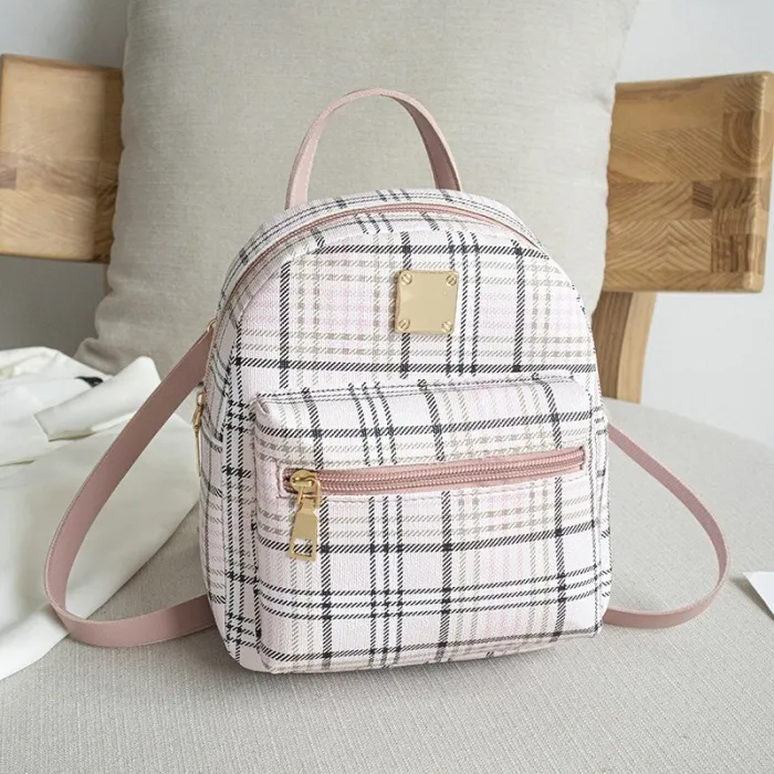 Kleiner karierter Rucksack - Umhängetasche