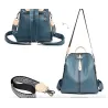 Multifunktionaler Rucksack - Leder-Umhängetasche - mit Reißverschlüssen