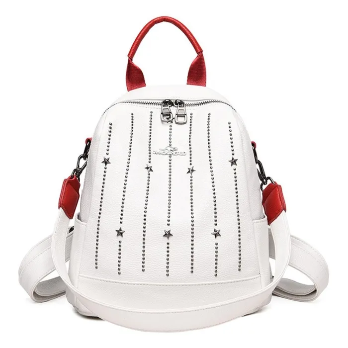 Luxuriöser Multifunktionsrucksack - Umhängetasche - mit Nieten - echtes Leder