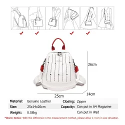 Luxuriöser Multifunktionsrucksack - Umhängetasche - mit Nieten - echtes Leder