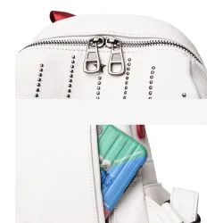Luxuriöser Multifunktionsrucksack - Umhängetasche - mit Nieten - echtes Leder
