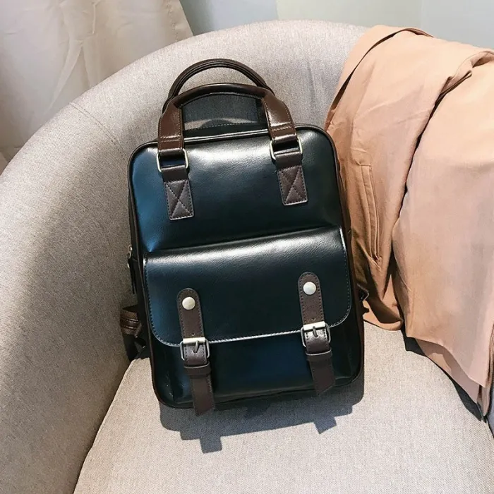 Vintage Lederrucksack - mit Anti-Diebstahl-Reißverschlüssen / Schnallen - wasserdicht