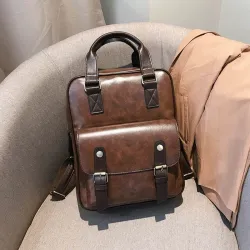 Vintage Lederrucksack - mit Anti-Diebstahl-Reißverschlüssen / Schnallen - wasserdicht