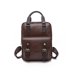 Vintage Lederrucksack - mit Anti-Diebstahl-Reißverschlüssen / Schnallen - wasserdicht