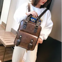 Vintage Lederrucksack - mit Anti-Diebstahl-Reißverschlüssen / Schnallen - wasserdicht