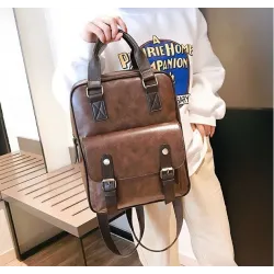 Vintage Lederrucksack - mit Anti-Diebstahl-Reißverschlüssen / Schnallen - wasserdicht