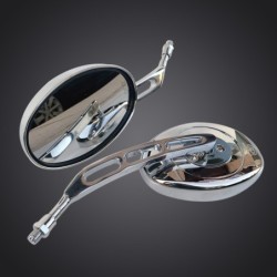 Ovale Motorradspiegel - Chrom - Universal - 10mm Gewinde