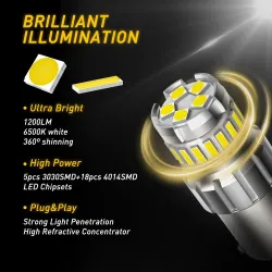 Car bulb - LED - DRL - Canbus - 1200LM - 1156 BA15S P21W - T15 W16W 921 - 2 piecesDaytime Running Lights (DRL)
