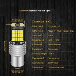 Auto Glühbirne - wasserdicht - LED - DRL - P21W 1156 BA15S - 12V DC - 2 Stück