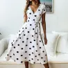 Vintage Polka Dot Kleid - Kurzarm - V-Ausschnitt
