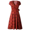 Vintage polka dot dress - short sleeve - v-neckDresses