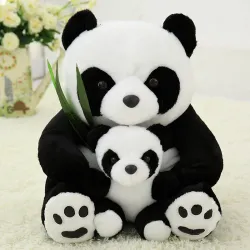 Panda-Mutter mit Baby-Panda - Plüschtier - 25 cm