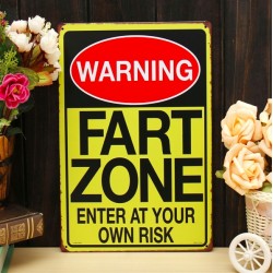 Warning Fart Zone - Metallschild - Poster