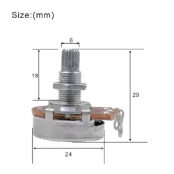 Gitarrenpotentiometer - Full Size - 18mm Split Shaft - A500K / B500K / A250K / B250K - 2 Stück