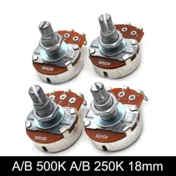 Gitarrenpotentiometer - Full Size - 18mm Split Shaft - A500K / B500K / A250K / B250K - 2 Stück