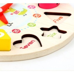 Lernspielzeug - Digitaluhr aus Holz - mit geometrischen Blöcken