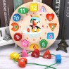 Lernspielzeug - Digitaluhr aus Holz - mit geometrischen Blöcken