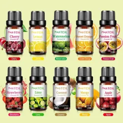Ätherische Fruchtöle - Erdbeere / Mango / Wassermelone / Maracuja - für Diffusoren / Bäder / Kosmetik - 10 Stück