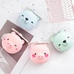 Mini-Taschenspiegel - mit Ventilator - LED-Licht - Schweinchenkopfform