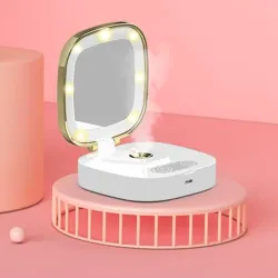 Mini Schminkspiegel - mit LED-Licht / Sprayer - Nano Mist