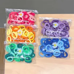 Colorful nylon hair elastics - 50 piecesHair clips