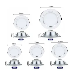 LED Deckenleuchte - runde Einbauleuchte - 5W / 9W / 12W / 15W / 18W - AC 220V-240V - 10 Stück