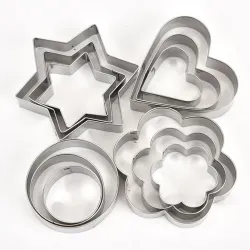 Cookie cutter mold - star / heart / flower - stainless steel - 12 piecesBakeware