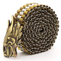 Luxuriöser Goldgürtel - Schnalle mit Schlange - Kupfer / Edelstahl