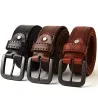 Classic men's belt - metal buckle - genuine leather - with screwsBelts