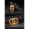 Luxurious leather belt - gold / silver round buckle - unisexBelts