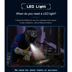 Professional welding helmet - auto darkening - adjustable - ADL-MA900VL-E - with LED lightHelmets