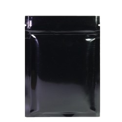 Wiederverschließbare Alufolienbeutel - doppelseitig - mit Reißverschluss - glänzend schwarz - 100 Stück