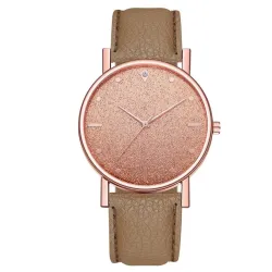 Luxuriöse Damen-Quarzuhr - Lederarmband - mit Strasssteinen