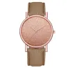 Luxuriöse Damen-Quarzuhr - Lederarmband - mit Strasssteinen