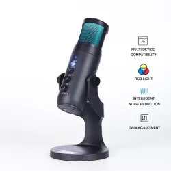 Kondensatormikrofon - RGB - USB - mit Kopfhöreranschluss - für Smartphones / Laptops / Gaming