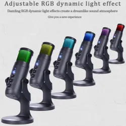 Kondensatormikrofon - RGB - USB - mit Kopfhöreranschluss - für Smartphones / Laptops / Gaming