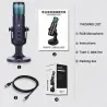 Kondensatormikrofon - RGB - USB - mit Kopfhöreranschluss - für Smartphones / Laptops / Gaming