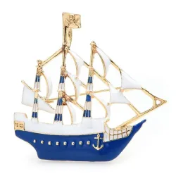 Segelboot aus Emaille - elegante Brosche