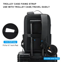 Modischer Rucksack - wasserdicht - diebstahlsicher - USB-Ladeanschluss - für 17,3-Zoll-Laptop