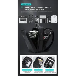 Modischer Rucksack - wasserdicht - diebstahlsicher - USB-Ladeanschluss - für 17,3-Zoll-Laptop