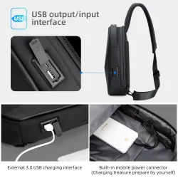 Fenruien - Umhänge- / Umhängetasche - mit USB-Ladeanschluss - wasserdicht