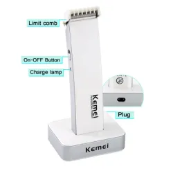 Kemei KM-619 - Haarschneider - wiederaufladbar - superschlank - mit Ständer