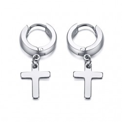 Earrings with cross - unisex - stainless steel