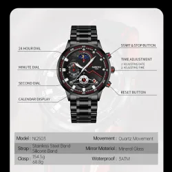 copy of NIBOSI - luxuriöse Herrenuhr - wasserdicht - Quarz - Edelstahl