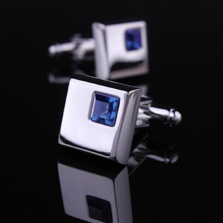 Elegant square cufflinks - silver - with crystals