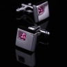 Elegant square cufflinks - silver - with crystals