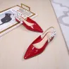 Strick- / Ledersandalen - Slingback - spitze Zehen - niedriger Absatz - Schmetterlingsband-Schleifenverschluss
