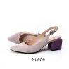 Elegante Sommersandalen - Slingback-Pumps - Wildleder / Leder - dicker Absatz