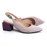 Elegante Sommersandalen - Slingback-Pumps - Wildleder / Leder - dicker Absatz