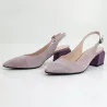 Elegante Sommersandalen - Slingback-Pumps - Wildleder / Leder - dicker Absatz